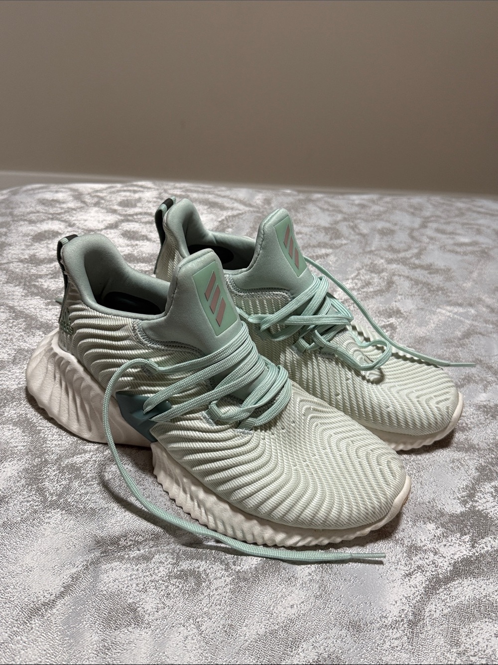 adidas Women’s Mint Green Knit Athletic Sneakers